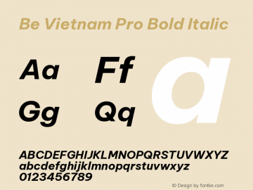 Be Vietnam Pro Bold Italic Version 1.002; ttfautohint (v1.8.3)图片样张