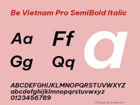 Be Vietnam Pro SemiBold Italic Version 1.002; ttfautohint (v1.8.3)图片样张