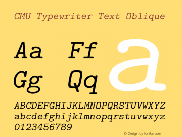 CMU Typewriter Text Oblique Version 0.6.1 Font Sample