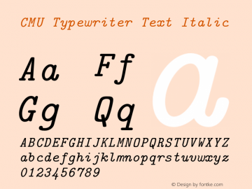 CMU Typewriter Text Italic Version 0.6.1 Font Sample