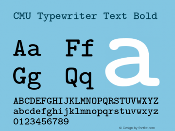CMU Typewriter Text Bold Version 0.6.1 Font Sample