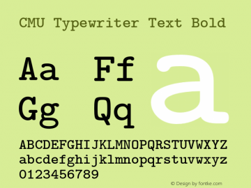 CMU Typewriter Text Bold Version 0.6.2 Font Sample
