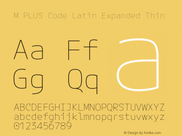 M PLUS Code Latin Expanded Thin Version 1.005; ttfautohint (v1.8.3)图片样张