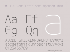 M PLUS Code Latin SemiExpanded Thin Version 1.005; ttfautohint (v1.8.3)图片样张