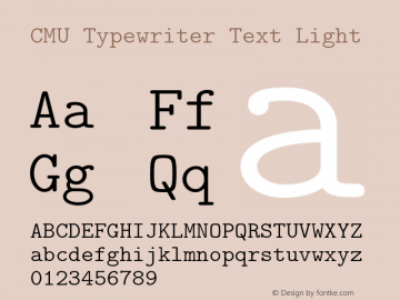 CMU Typewriter Text Light Version 0.6.2 Font Sample