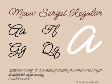 Meow Script Regular Version 1.010; ttfautohint (v1.8.3)图片样张