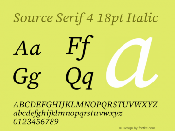 Source Serif 4 18pt Italic Version 4.004;hotconv 1.0.116;makeotfexe 2.5.65601图片样张