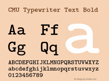 CMU Typewriter Text Bold Version 0.6.3 Font Sample