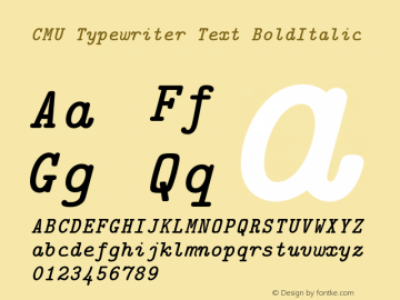 CMU Typewriter Text BoldItalic Version 0.6.3 Font Sample