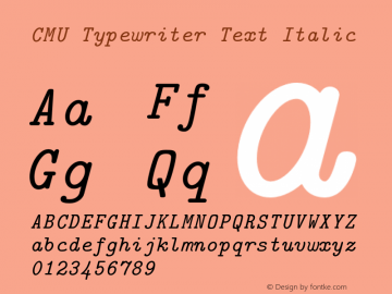 CMU Typewriter Text Italic Version 0.6.3 Font Sample