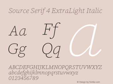 Source Serif 4 ExtraLight Italic Version 4.004;hotconv 1.0.116;makeotfexe 2.5.65601图片样张