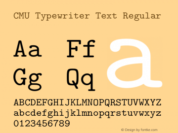 CMU Typewriter Text Regular Version 0.6.3 Font Sample