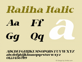 Raliha Italic Version 1.00;July 2, 2021;FontCreator 13.0.0.2683 64-bit图片样张