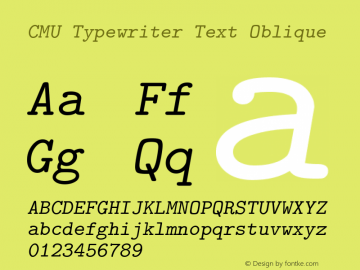 CMU Typewriter Text Oblique Version 0.7.0 Font Sample