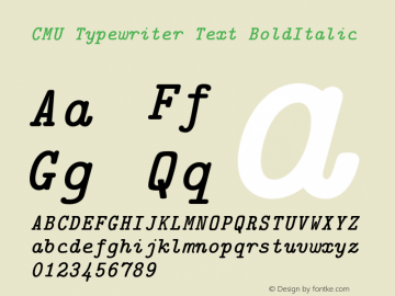 CMU Typewriter Text BoldItalic Version 0.7.0 Font Sample