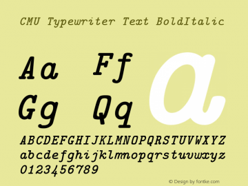 CMU Typewriter Text BoldItalic Version 0.7.0 Font Sample