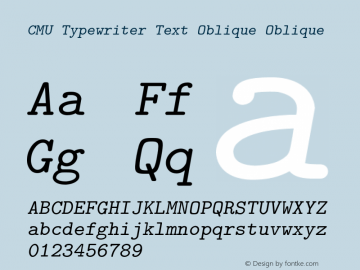 CMU Typewriter Text Oblique Oblique Version 0.4.0图片样张