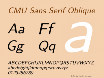 CMU Sans Serif Oblique Version 0.2.1 Font Sample