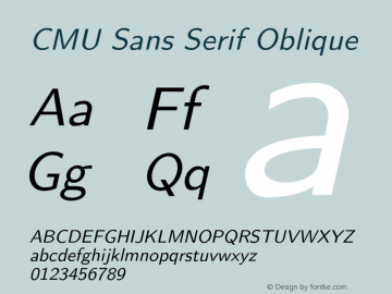 CMU Sans Serif Oblique Version 0.2.2 Font Sample