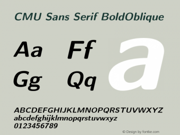 CMU Sans Serif BoldOblique Version 0.2.2 Font Sample
