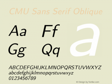 CMU Sans Serif Oblique Version 0.3.0 Font Sample