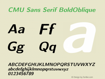 CMU Sans Serif BoldOblique Version 0.3.0 Font Sample