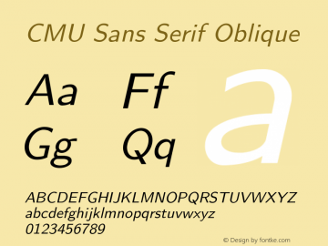 CMU Sans Serif Oblique Version 0.3.1 Font Sample