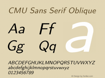 CMU Sans Serif Oblique Version 0.3.2 Font Sample