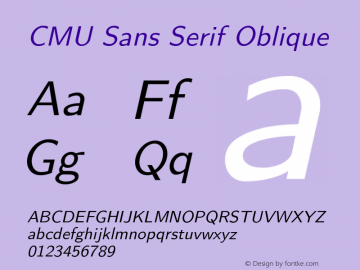 CMU Sans Serif Oblique Version 0.4.0 Font Sample