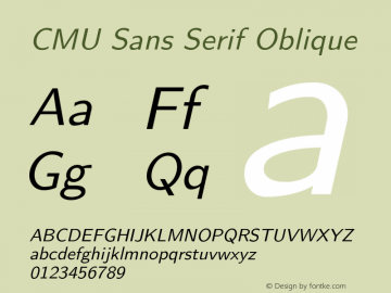 CMU Sans Serif Oblique Version 0.4.2 Font Sample