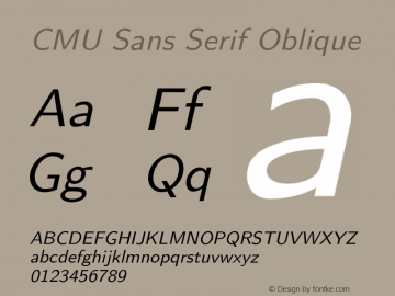 CMU Sans Serif Oblique Version 0.5.0 Font Sample