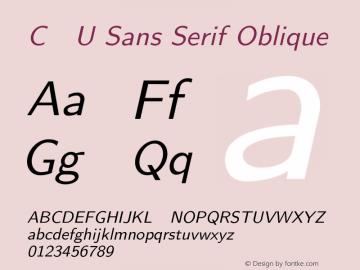 CMU Sans Serif Oblique Version 0.6.0 Font Sample