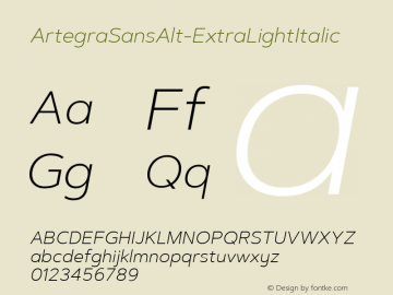 ☞Artegra Sans Alt ExtraLight Italic Version 1.001;com.myfonts.easy.artegra.artegra-sans.alt-extralight-italic.wfkit2.version.4PFG图片样张