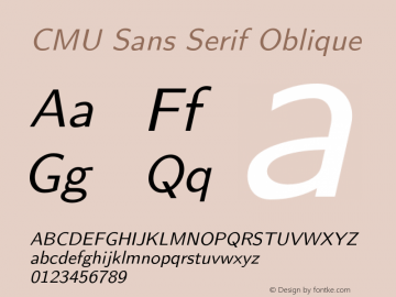 CMU Sans Serif Oblique Version 0.7.0 Font Sample