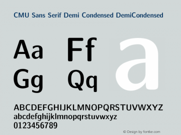 CMU Sans Serif Demi Condensed DemiCondensed Version 0.2.2 Font Sample