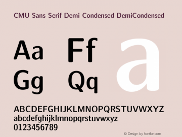 CMU Sans Serif Demi Condensed DemiCondensed Version 0.3.0 Font Sample