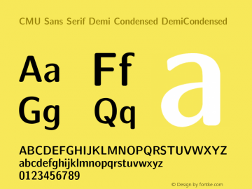CMU Sans Serif Demi Condensed DemiCondensed Version 0.3.1 Font Sample
