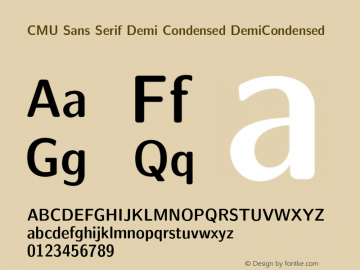 CMU Sans Serif Demi Condensed DemiCondensed Version 0.3.2 Font Sample