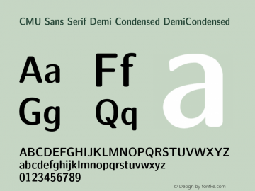 CMU Sans Serif Demi Condensed DemiCondensed Version 0.4.0 Font Sample
