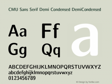 CMU Sans Serif Demi Condensed DemiCondensed Version 0.4.2 Font Sample