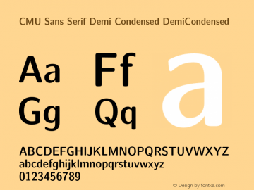 CMU Sans Serif Demi Condensed DemiCondensed Version 0.4.3 Font Sample