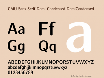 CMU Sans Serif Demi Condensed DemiCondensed Version 0.6.0 Font Sample
