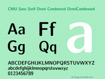 CMU Sans Serif Demi Condensed DemiCondensed Version 0.6.1 Font Sample