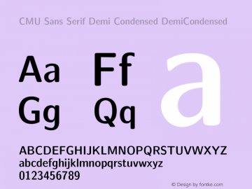 CMU Sans Serif Demi Condensed DemiCondensed Version 0.6.2 Font Sample