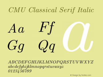 CMU Classical Serif Italic Version 0.3.0图片样张