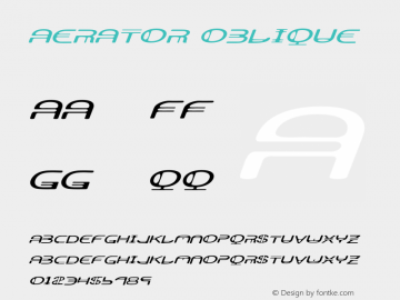 Aerator Oblique 001.000 Font Sample