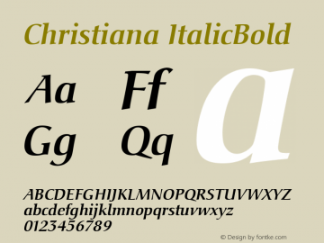 Christiana ItalicBold Version 001.000 Font Sample
