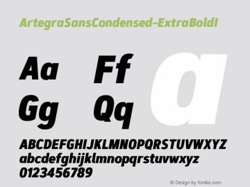 ☞Artegra Sans Condensed ExtraBold Italic Version 1.001;com.myfonts.easy.artegra.artegra-sans.cond-extrabold-italic.wfkit2.version.4PCk图片样张