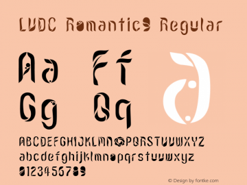 LVDC Romantic9 Regular Macromedia Fontographer 4.1J 04.12.30 Font Sample