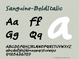 ☞Sanguine Bold Italic Version 1.000 2004 initial release;com.myfonts.typeassociates.sanguine.bold-italic.wfkit2.2hB2图片样张